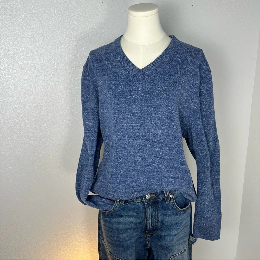 GAP Men’s XL Blue Heather Knit Sweater • Classic Crewneck Pullover